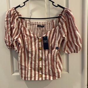Abercrombie V-neck top with button down detailing
